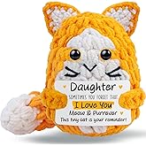 tGifGLonyi Daughter Gifts from Mom Dad,Handmade Crochet Cat Birthday Gift for Teens Kids Daughter in Law Bonus Step,for Graduation, Mini Emotional Cats Present for Daughter Adult Teen