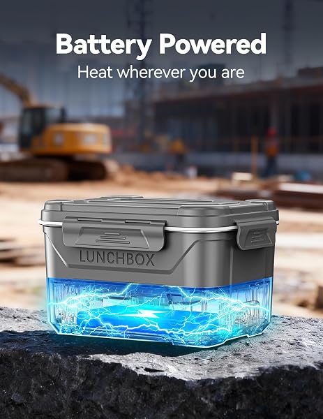 EAST OAK CORDLESS ELECTRIC LUNCH BOX FOR ADULTS, BATTERY POWERED HEATED LUNCH BOX FOR WORK, TRAVEL, 5.5 CUPS RECHARGEABLE SELF HEATING FOOD HEATER, MEMORY FUNCTION & AUTOMATIC KEEP WARM, GREY