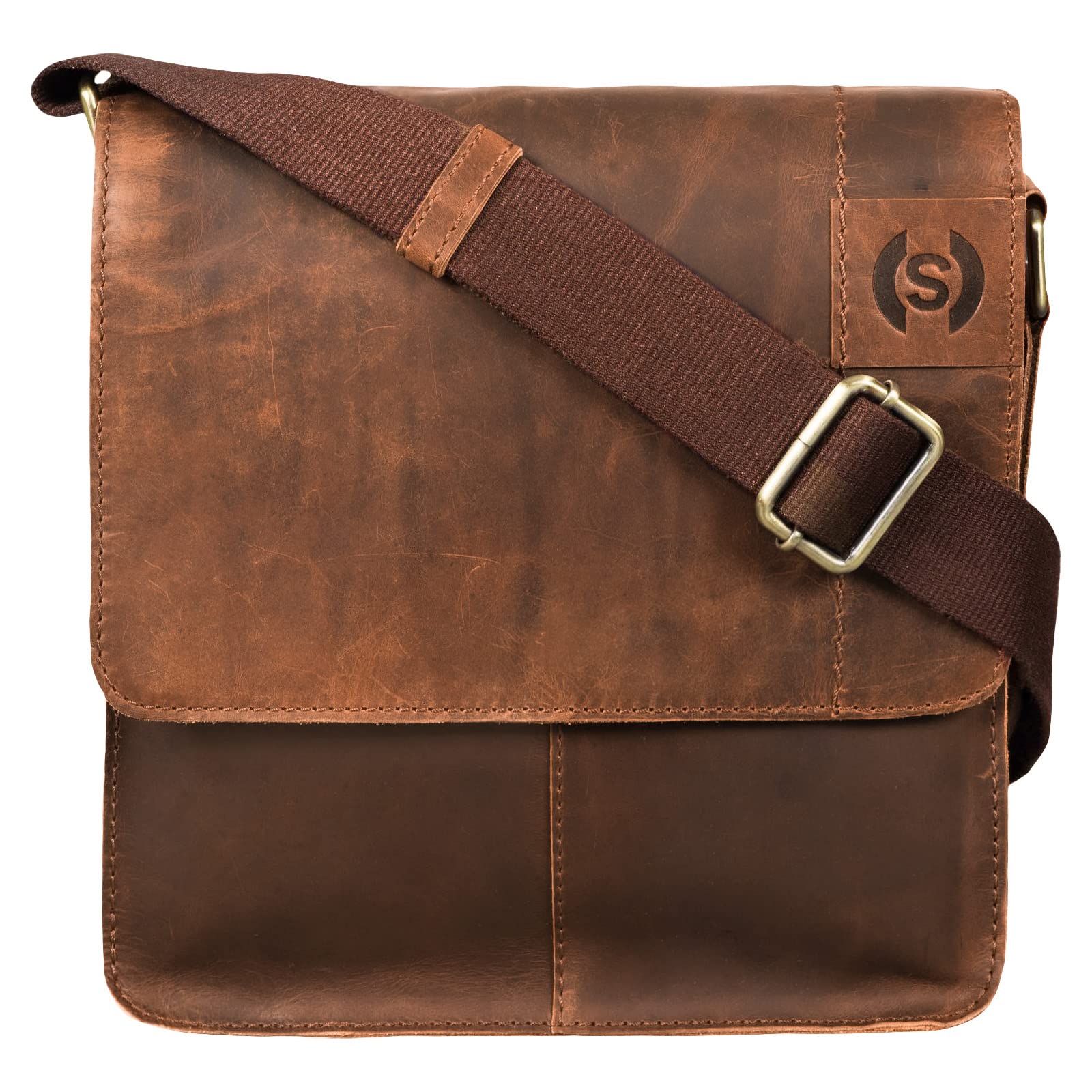 STILORD "Mirco" Leather Cross Body Bag Vintage Men Small Shoulder Bag for 9.7 Inch iPad Crossover Bag in Genuine Leather Colour:Mocca - Dark Brown