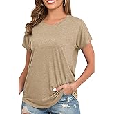Womens Summer Short Sleeve Tops High Low Loose Casual Basic T-Shirt