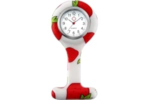 LANCARDO Women Girls Nurse Watches Hygienic Lapel Pin-on Brooch Flower Silicone Cover Medical Doctor Paramedic Hanging Fob Watch