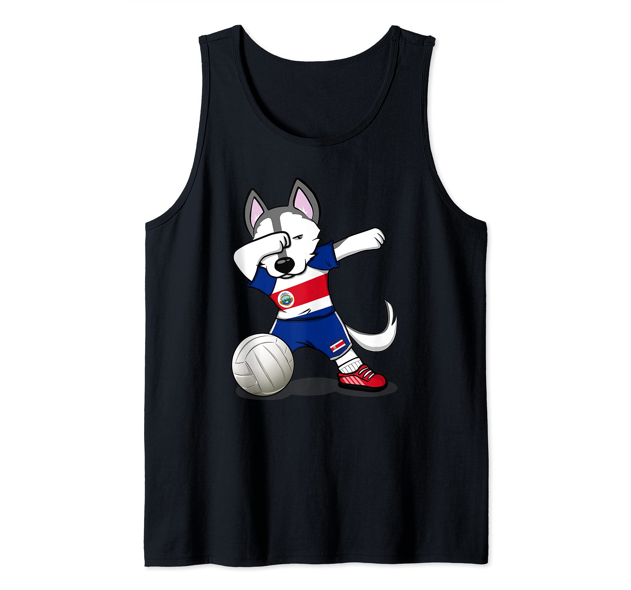 Dabbing Husky Dog Costa Rica Volleyball Fans Jersey Flag Tank Top
