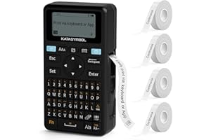 SUPVAN E11 Bluetooth Label Maker Machine with 4 Tapes, Support Keyboard & App with 40 Fonts and 450+ Icons, Rechargeable Inkl