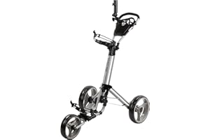 QWIK-FOLD Golf Push Cart 3 Wheel with Foot Brake – 1-Second Fold/Unfold, Adjustable Handle, Umbrella Holder, Beverage Compartment & Storage | Lightweight Aircraft-Grade Aluminum Frame