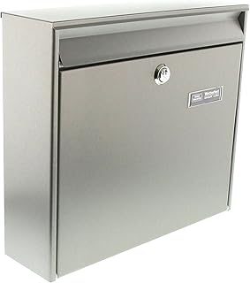 Burg-Wächter Edelstahl-Briefkasten mit Öffnungsstopp, A4 Einwurf-Format, EU Norm EN 13724, Borkum 3877 Ni, Edelstahl