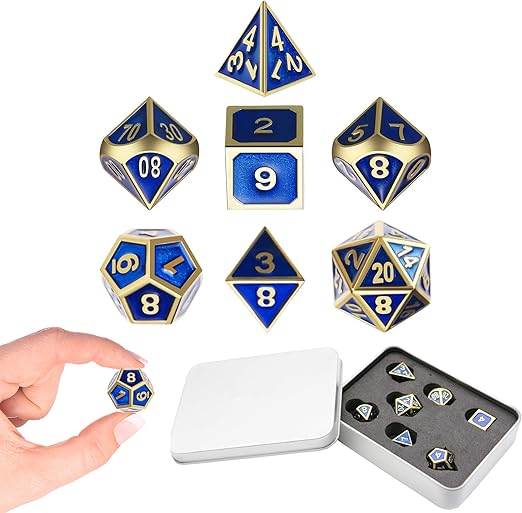 Juego de 7 Piezas de Dados de Metal Dados Poliédricos de Juego DND Conjunto de Dados