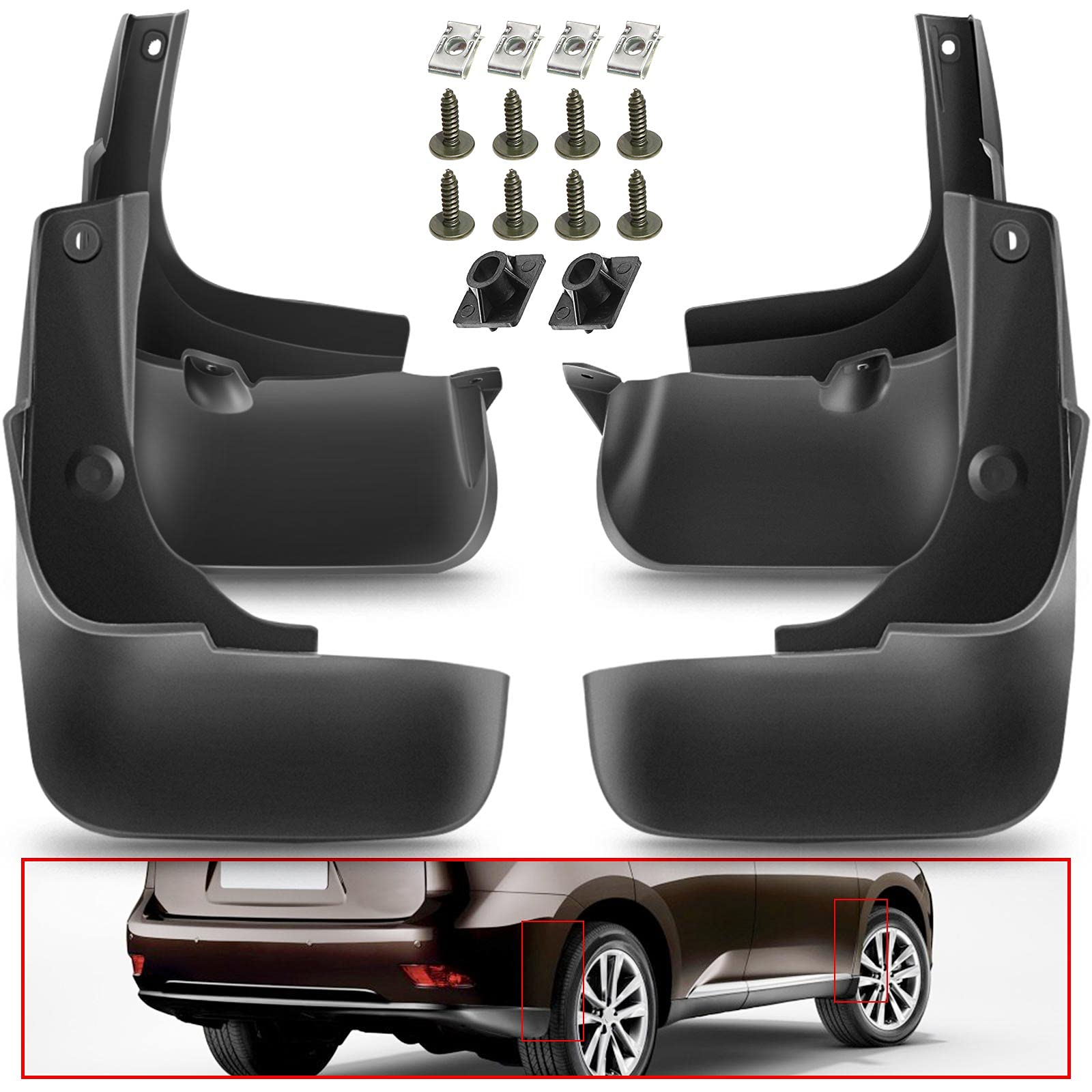 A-Premium Splash Guards Mud Flaps Mudguards Fender Compatible with Lexus RX350 RX450h 2010-2015 Front and Rear 4-PC Set