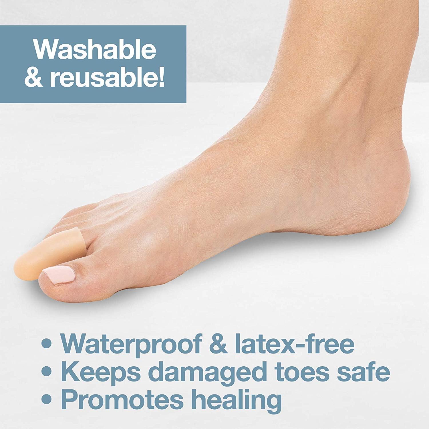 ZenToes 6 Pack Gel Toe Cap and Protector - Cushions and Protects to Provide Relief from Missing or Ingrown Toenails, Corns, Blisters, Hammer Toes (Small, Beige): Health & Personal Care