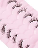 Onlyall Half Eyelashes Thin Black Band 3/4 Natural Look 7 Pairs C19 view 8