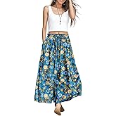 YESNO Women Wide Leg Pants Summer Floral Boho Palazzo Pants Casual High Waisted Flowy Crop Trousers with Pockets PSC