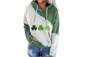 Kiosan Women's St. Patrick's Day Hoodies Sweatshirt American Flag Shamrock Graphic Casual Tops Clover Long Sleeve Pullover
