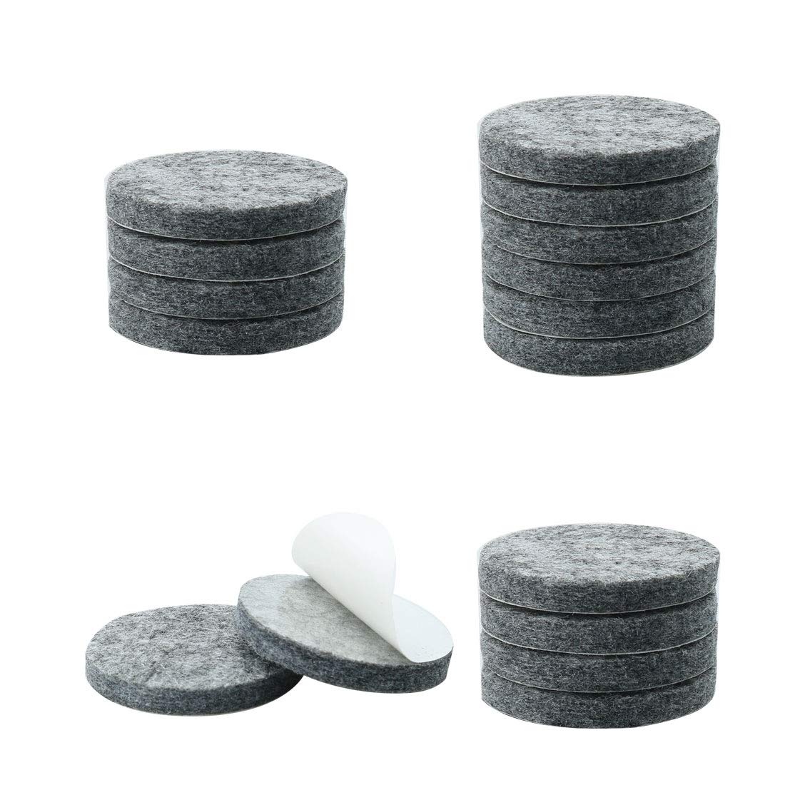 sourcing map 16pcs Furniture Pads Round 2" Self-stick Anti-scratch Reduce Noise Felt Pads Feet Floor Protector Gray