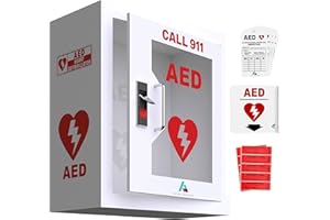 Avicenna Innovations Steel AED Cabinet Kit | Wall Mount Box with Snaplock | Turnkey Solution Includes 3D Sign, Inspection Tags & Security Seals | Universal Fit (16" H x 14" W x 8" D)