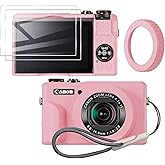 Case for Canon PowerShot g7x Mark ii Camera Removable Lens Cover, Adjustable Focal Length,Silicone Cover Rubber Soft Camera Case and G7x Mark ii Screen Protector 2Pcs -(Pink)