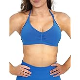 NEWVISISTER NVS Sports Bras for Women Open Back Amplify Halter Bra Adjustable Straps Padded Seamless Workout Crop Tops
