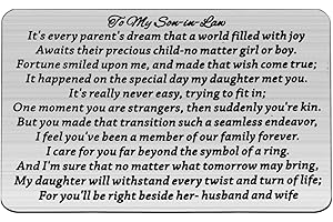 BEKECH Son-in-Law Gifts to My Son-in-Law Wallet Insert Card It's Every Parent's Dream Wedding Gift Son-in-Law Jewelry