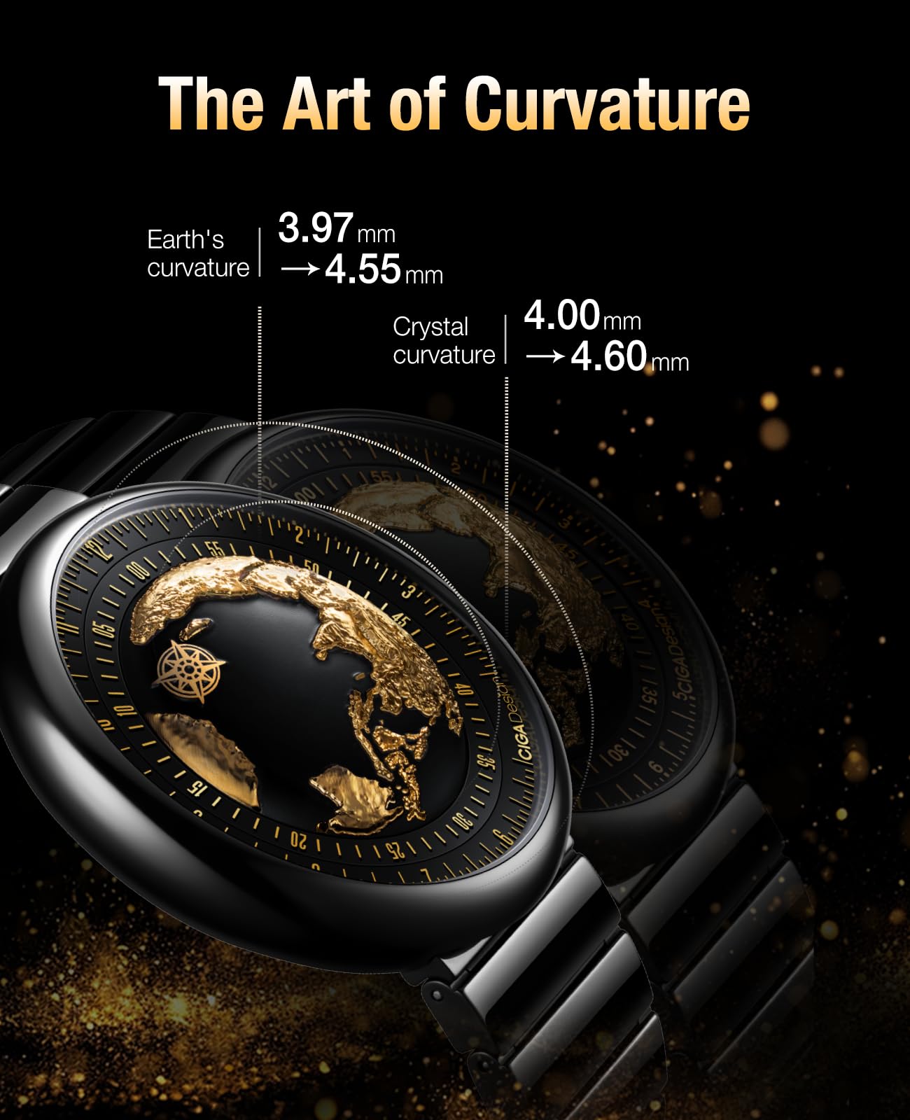 CIGA Design Mechanical Automatic Watch Blue Planet U Series Stainless Steel/Titanium/Ceramics Case Sapphire Crystal Fluororubber/Ceramics Strap Watches Gifts for Men and Women