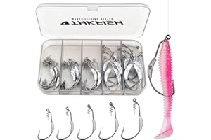 THKFISH Fishing Hooks Twist-Lock Hooks weedless Weighted Hooks Swimbait Hooks for Soft Plastics Weighted Hooks Saltwater Freshwater 19PCS 25PCS 30PCS 60PCS