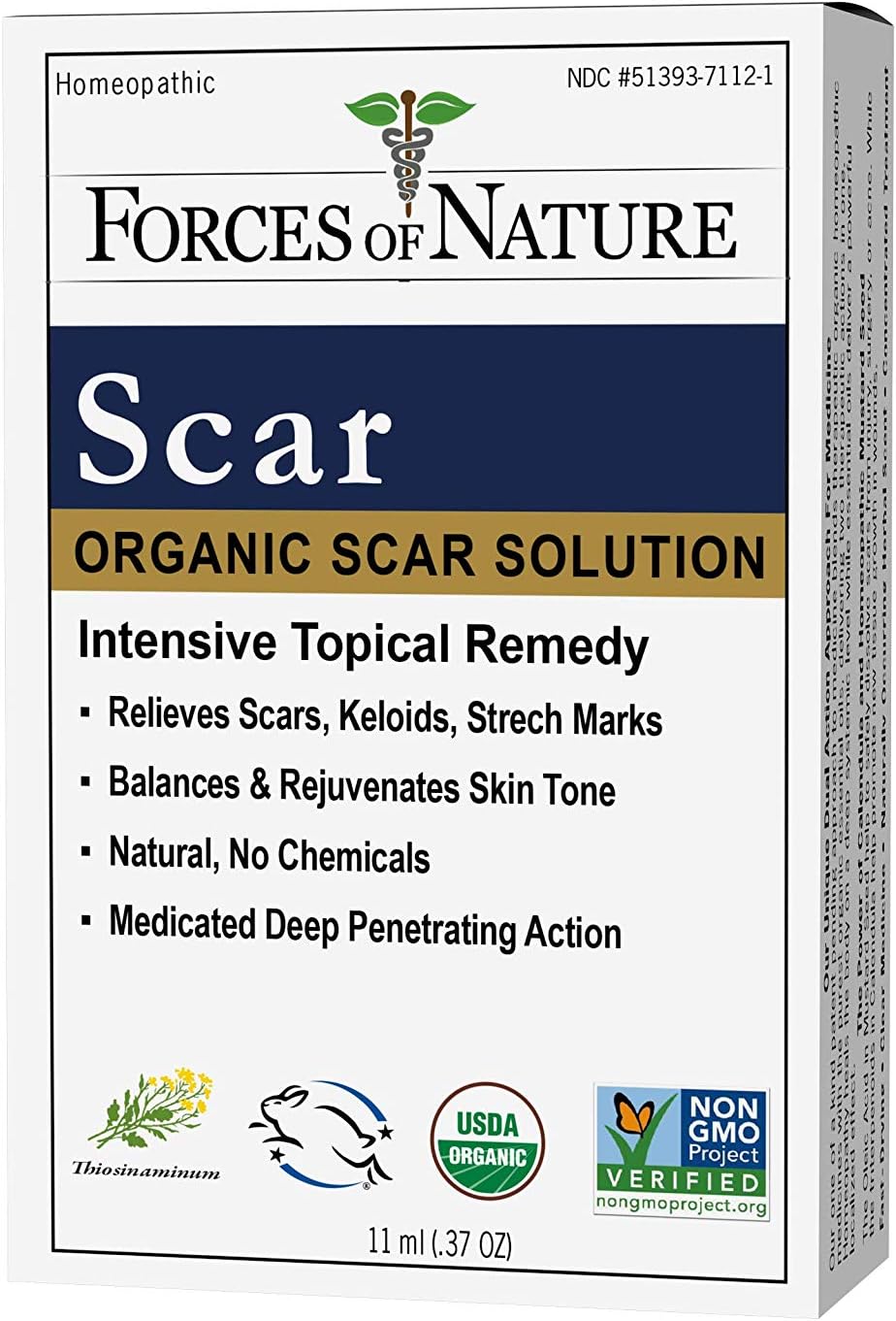 Forces of Nature -Natural, Organic Scar Treatment (11ml) Non GMO, No Chemicals -Reduce Appearance of Scars Associated with Keloids, Surgery, Atrophic Acne, Burns, Hypertrophic Injuries, Stretch Marks: Health & Personal Care