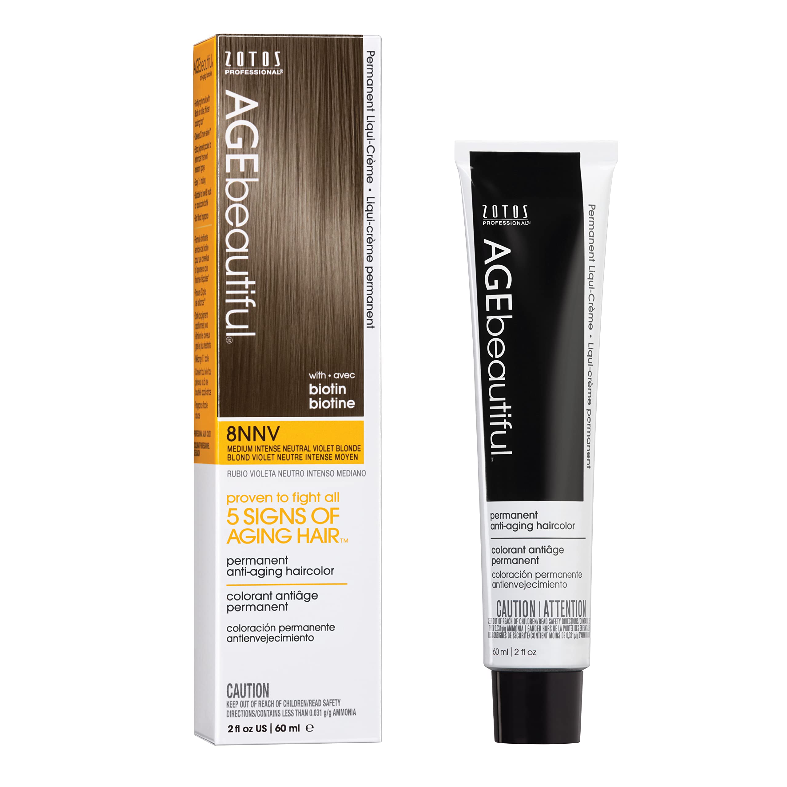 Photo 1 of AGE beautiful Permanent Hair Color Dye Liqui Creme | 100% Gray Coverage | Anti-Aging Haircolor | Biotin for Thicker, Fuller Hair | Salon Coloring | 8NNV Medium Intense Neutral Violet Blonde