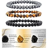 Crgwxzl 4mm 6mm 8mm Healing Crystal Bracelets for Women Men Natural Stone Beaded Stretch Bracelet Handmade Gemstone Reiki Spiritual Jewelry Gifts