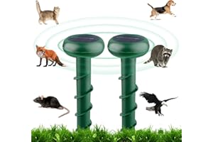 MUYFGUO Solar-Energy Mouse Repellent 2P with Screw-Shape Stakes Outdoor, Ultrasonic Mole Repellent for Lawn, Yard, Farmland, Keep Voles, Chipmunks, Squirrels, Snakes, Armadillos, Groundhogs away