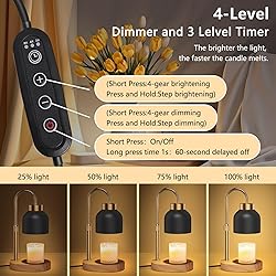 Candle Warmer Lamp with Timer and Dimmer, Height