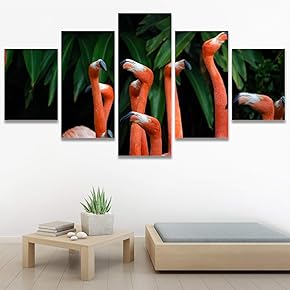 SIGNWIN 5 Panel Canvas Wall Art Pink Wings...