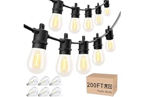 Svater Outdoor String Lights 200 FT, Patio Lights for Outside with Shatterproof LED Bulbs, Waterproof IP65 Commercial Hanging Light for Backyard Porch Balcony Bistro Party, 2700K