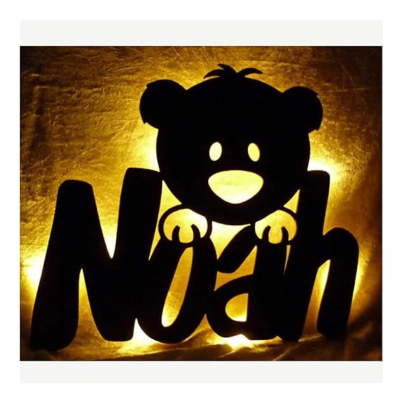 Schlummerlicht24 Led Teddyzimmer Nachtlicht Teddy Bär Lampe mit Name für Kinder Freundin Mädchen Geschenk Kinderzimmer