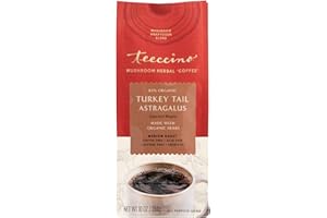 Teeccino Turkey Tail Astragalus Coffee Alternative - Toasted Maple - Adaptogenic Herbal Mushroom Coffee, Medium Roast, Caffei