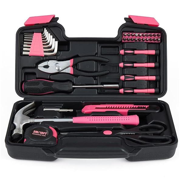 ARUCMIN 39-PIECE HOUSEHOLD TOOL SET WITH TOOLBOX STORAGE...