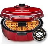 Chefman Anti-Overflow Belgian Waffle Maker w/ Shade Selector, Temperature Control, Mess Free Moat, Round Iron w/ Nonstick Pla