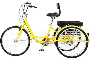 PRIJESSE 26 inch Adult Tricycle, 7 Speed 3 Wheel Bike for Women Men, Cruise Trike Bike with Shopping Basket, Adjustable Seat, Multiple Colors