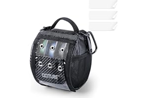 Goture 3/6 Outlet Holes Fishing Line Storage Bag, 2 Sizes Clear View Window Fishing Line Case, Removable Divider Fishing Line Organizer, Water-Resistant Surface, Tangle-Free Leader Line Spool Bag