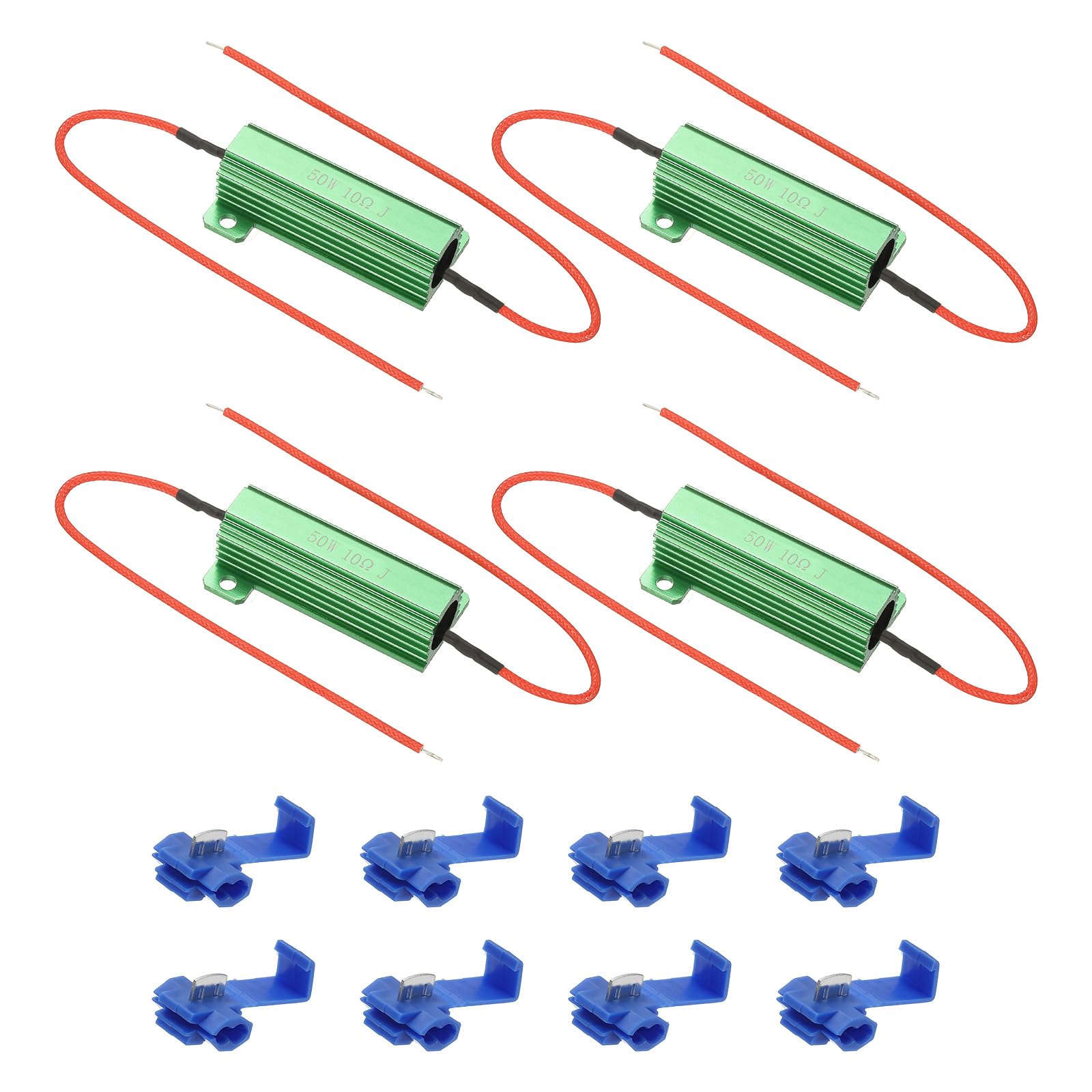 Photo 1 of PATIKIL 50W 10 Ohm Aluminum Shell Resistor, 4Pcs Aluminum Housing Resistor with Clips Housed Case Wirewound Resistors Screw Tap Power Resistor, Green