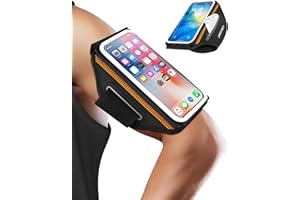 Running Phone Armband with Earphone Holder - 3D Design Cell Phones Armband for iPhone 16/15/13 Pro/Plus & S24/S20, Water Resi