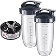 Equust 5-pcs 32oz Cups with Flip-Top To-Go-Lid and Extractor Blade Compatible with NutriBullet Replacement Parts 600w/900w Blender Accessory