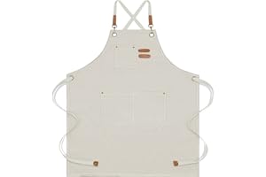 CALACH Apron for Men Women with Pockets Cotton Canvas Cross Back Heavy Duty Adjustable Work Apron