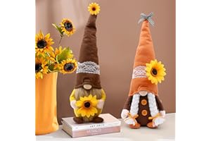 Upltowtme Sunflower Gnomes Decor, Gnomes Plush, Garden Swedish Nisse Scandinavian Tomte Tiered Tray Decor, Spring Sunflower Elf Kitchen Decor, Farmhouse Home Ornaments, Sunflower Gift Set of 2