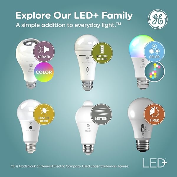 GE LED+ COLOR CHANGING LED LIGHT BULBS WITH REMOTE, 9.5W, NO APP OR WI-FI REQUIRED, A19 (1 PACK)