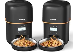 Yuposl Automatic Cat Feeders - 2 Packs 2L/4L Cat Food Dispenser Easy to Use, Timed Automatic Pet Feeder with Over 180-day Battery Life, 1-6 Meals Programmable Portion Control Also for Dogs