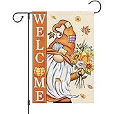 Wodison Fall Garden Flag 12×18 Double Sided, Vertical Burlap Gnome Welcome Autumn Flags Fall Thanksgiving Seasonal Outside Farmhouse Yard Decoration