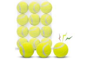 Nobleza Dog Tennis Balls 12 Pack, 2.5“ Floatable Squeaky Tennis Balls for Small Medium Dogs, Training Safe Natural Rubber Squeaky Dog Balls for Dogs to Fetch Exercise, Yellow