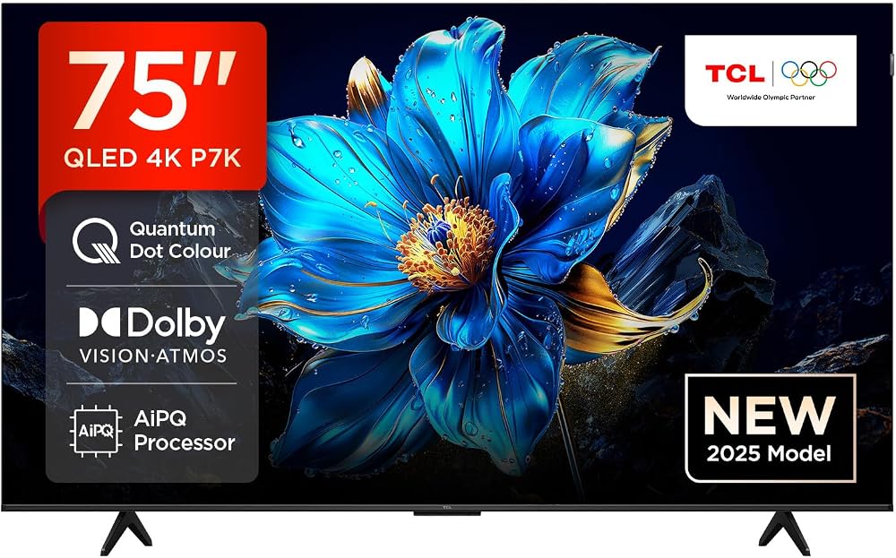 TCL 75P7K-UK 75" QLED 4K HDR Google TV with Dolby Vision Atmos 120Hz