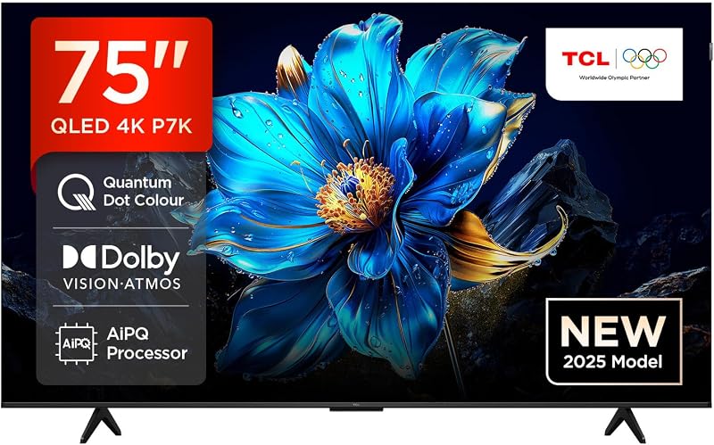 TCL 75P7K-UK 75" QLED 4K HDR Google TV with Dolby Vision Atmos 120Hz