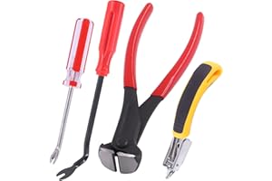Tanstic 4Pcs Nail Puller and Staple Remover Tool Set, Including 7'' End Cutting Plier, Tack Lifter, Carpet Remover for Furniture, Floor, Wall, Car, Photo, Frame, Wooden Case, Carton