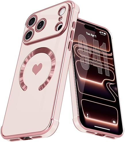Teageo Compatibile per iPhone 14 Pro Max, Custodia per Cellulare Ragazze con Motivo a Cuore Carino Protezione per Fotocamera Elettrolitico Morbido Protettiva Cover per iPhone 14 Pro Max, Sakura viola