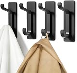 pickpiff Self Adhesive Hooks 6KG, 4 Pack Heavy Duty No-Nail Door Hooks Black