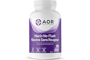 AOR Niacin No-Flush Vitamin B3 550mg with Inositol 121mg, 90 Caps 90-Day Supply - Vegan, Non-GMO and Gluten-Free - Supports N